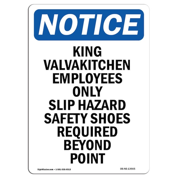 OSHA, Kitchen Employees Slip Hazard, 14in X 10in Alum, 10" W, 14" H, Portrait, OS-NS-A-1014-V-13905